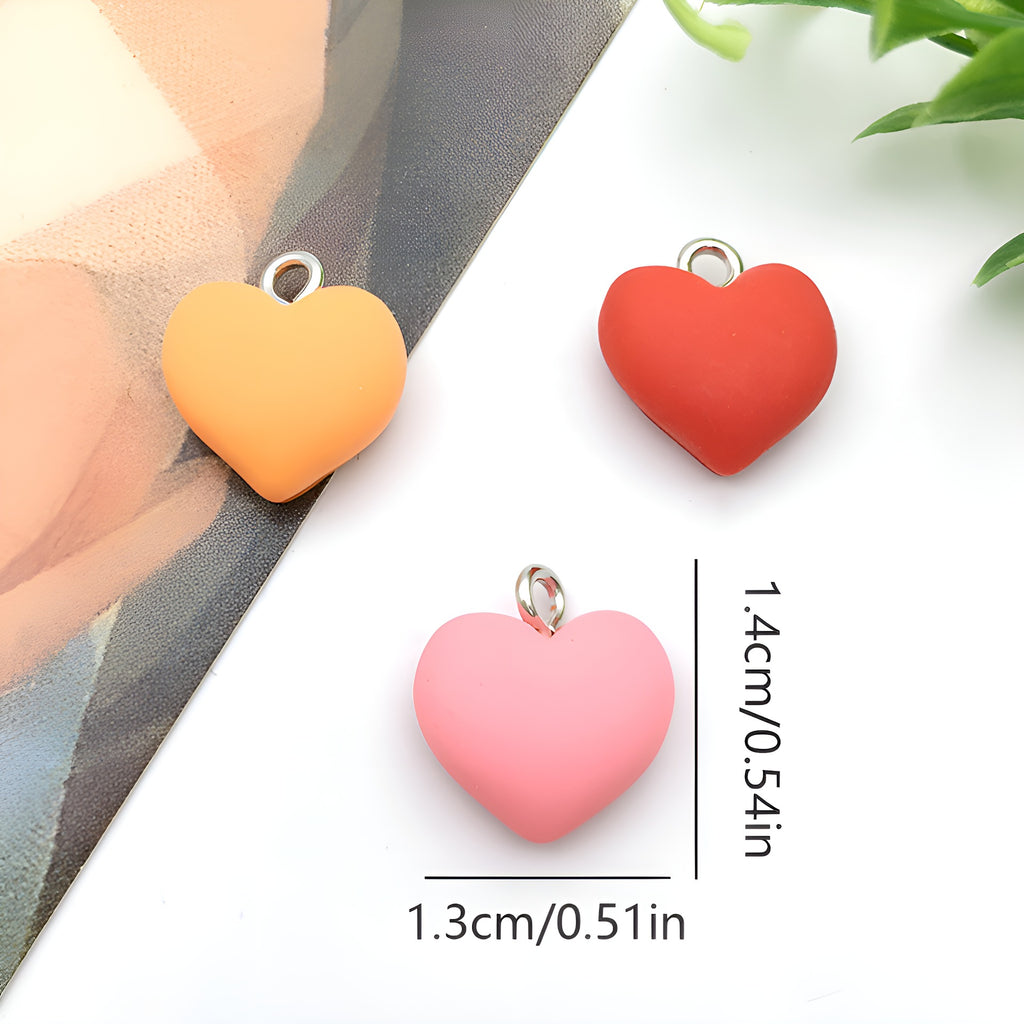 Resin Colorful Heart Charm Pendant for DIY Earrings Keychain Necklace Jewelry Making