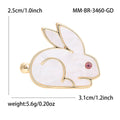 White Enamel Rabbit Brooch with Red Eye in Two Metal Tones view 7