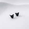 Black Cat Face Green Eye Delicate Small Stud Earrings view 6