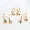 Gold Tone Multicolor Crystal Sea Animal Huggie Drop Earrings view 1