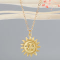 Gold Tone Celestial Sun and Moon Face Pendant Necklaces in Three Designs view 3