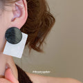 Wood and Shell Look Geometric Drop Earrings Statement Jewelry view 4