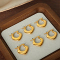 Polished Geometric Heart Hoop Earrings Gold And Steel Tones view 3