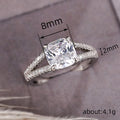 Silver Tone Square Clear Stone Split Pave Band Ring view 4