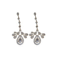 Silver Crystal Leaf Cluster Teardrop Dangle Earrings view 5