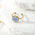 Gold Open Rings Dried Flower Cabochon Nine Floral Styles view 8