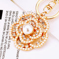Pearl Openwork Rose Keychains in Three Colors with Braided and Plain Loops view 9