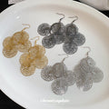 Filigree Round Disc Cluster Fish Hook Earrings Statement Jewelry Pair view 4