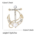Gold Silver Pearl Rhinestone Anchor Metal Brooch Pin view 5