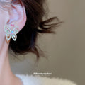 Pastel Crystal Butterfly Stud Earrings With Gold Tone Frames view 3