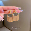Metal Fringe Earrings In Gold And Silver Tones With Polished Metal Tone Details view 3