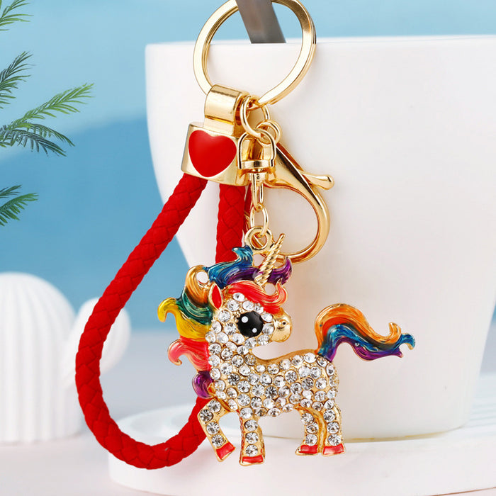 Mixed Jeweled Rainbow Unicorn and Running Pegasus Keychains in Four Options