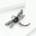 Curved Dragonfly Brooch With Pearl and Pastel Crystal Wings view 4