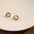 Gold Geometric Square Frame and Twisted Heart Stud Earrings view 3