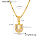 Gold Box Chain Necklace With Zircon Initial Letter Pendant view 7