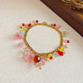Gold Chain Colorful Flower Crystal Charm Bracelet Necklace view 6