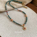 Two Color Bead Sun Charm Pendant Statement Necklace view 4