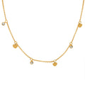 Heart Discs And Clear Zircon Station Charm Necklace Chain view 5