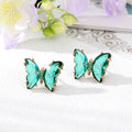 Gold Tone Faceted Crystal Butterfly Stud Earrings in Ten Colors view 9