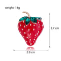 Red Strawberry Green Leaf Gold Tone Metal Brooch Pin for Jackets view 2
