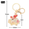 Rhinestone Pig Keychain Gold Metal Bow Four Color Options view 2