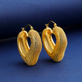 Gold Tone Gold Heart Loop Metal Necklace and Earring Set view 4