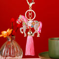 Crystal Horse Tassel Keychains in Four Bright Color Options view 3
