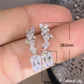 Geometric Crystal Drop Earrings With Rectangular Center Stones view 5