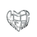 Silver Tone Heart Openwork Two Designs Metal Brooch Pin view 1