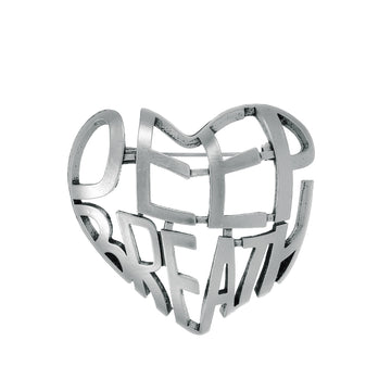 Silver Tone Heart Openwork Two Designs Metal Brooch Pin