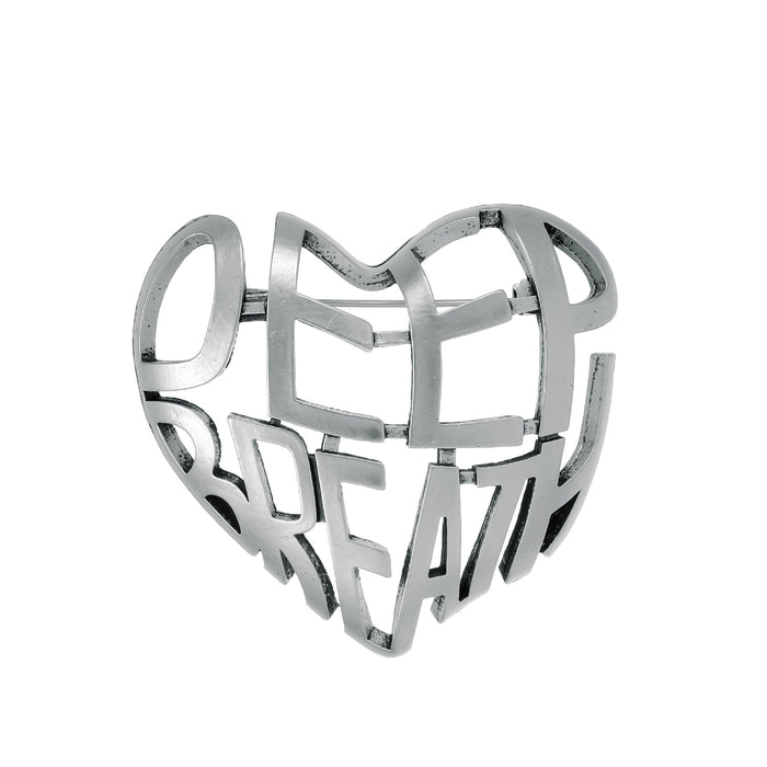 Silver Tone Heart Openwork Two Designs Metal Brooch Pin