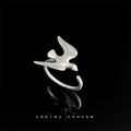 Silver Tone Flying Bird Sculptural Adjustable Open Ring view 3