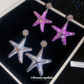 Crystal Starfish Dangle Stud Earrings in Two Colors view 2