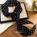 Polka Dot Rosette Skinny Scarves in Two Colors with Decorative Details view 4