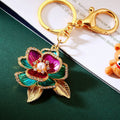 Enamel Camellia Flower Keychains With Crystal Trim and Wrist Straps view 8