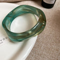 Three Thick Irregular Resin Closed Bangles In Teal Amber Or Taupe view 6