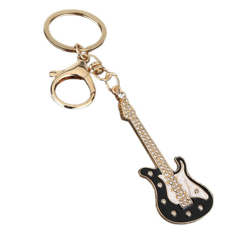Mini Electric Guitar Metal Keychain Gift Bag Charm Pendant