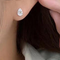 Pear Teardrop CZ Stud Earrings Gold and Silver Tone view 4