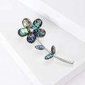 Abalone Shell Flower Stem Brooch in Silver Tone Decorative Accessory view 3
