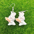 Flocked Mini Animal Dangle Earrings Silver Hooks 7 Styles view 3