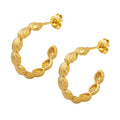 Shell Textured C-Shape Hoop Stud Earrings Gold Or Silver view 5
