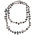 Blue Gray Shell Chip Crystal Long Layered Bead Necklace view 5