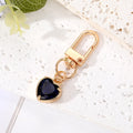 Gold Tone Faceted Crystal Heart Clip Keychains in Eight Colors view 2