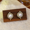 Gold and Silver Snake Swirl Pearl Look Statement Stud Earrings view 3