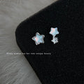 Silver Tone Pale Blue Star Asymmetric Stud Earrings For Women view 3