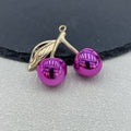 Metallic Cherry Charm Pendant Gold Tone Stem Six Colors view 7