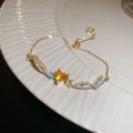 Heart Crystal Slider Bracelet Leaf Accents 5 Styles view 6