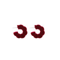 Flocked Twisted Open C Hoop Earrings in Red and Black view 5