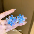 Blue Gradient Acrylic Flower Cluster Stud Earrings view 4