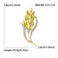Yellow Marquise Crystal Wheat Brooch Gold Clear Rhinestone Pin view 5